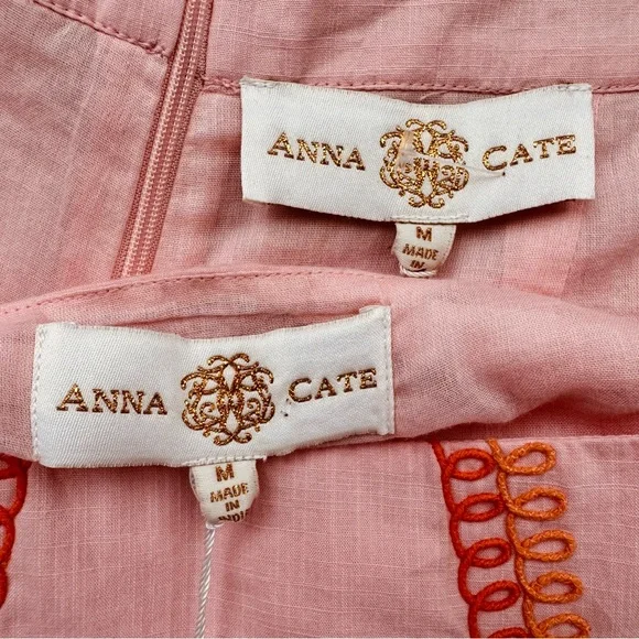 Anna Cate Cotton Embroidered Shorts Set Peach NWT Resort Size Medium - Picture 10 of 13
